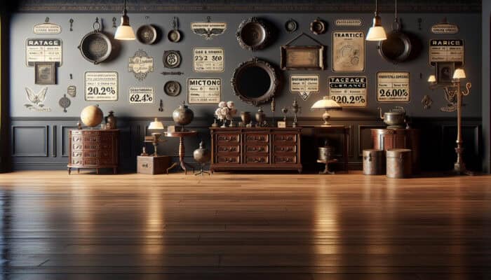 Efficiently Clearing a UK Home Filled with Antiques: A beautifully arranged room showcasing antiques, carefully tagged for value, condition, and sentimental worth, emphasising rare pieces for a streamlined clearance.