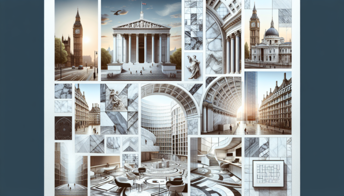 Collage of Australian architecture featuring marble: iconic buildings, modern facades, and exquisite interiors.