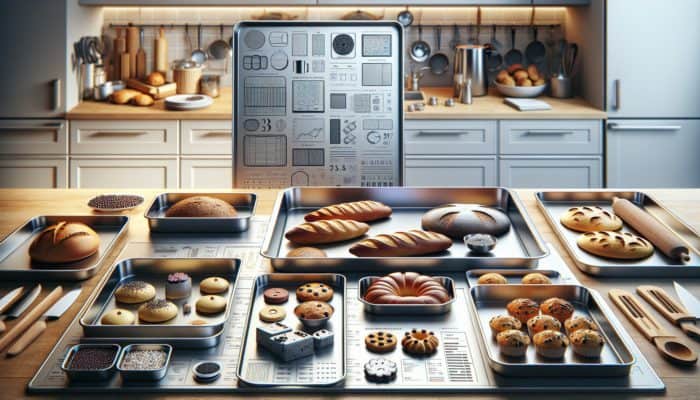 High-quality stainless steel baking sheets in a modern kitchen, showcasing durability and ease of maintenance.