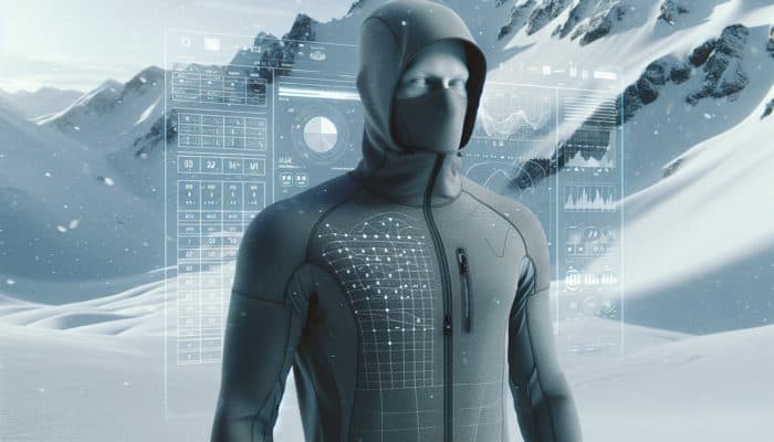 A person in a moisture-wicking, breathable base layer staying dry and comfortable in cold, snowy conditions during activity.