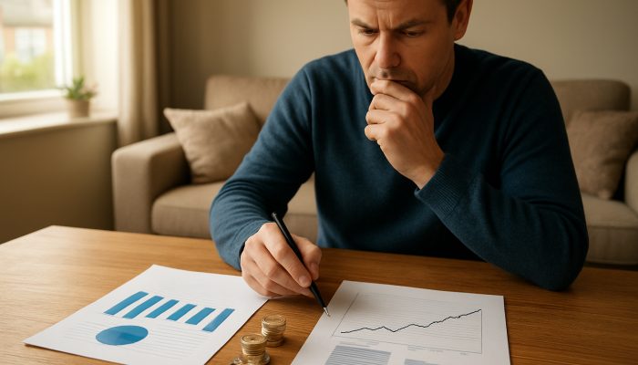 Cost Comparisons Between Remortgage and Loan: UK Guide | DCL Homeowner comparing UK remortgage and loan costs with keys, coins, and charts on table